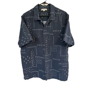 Men's Frye & Co Blue Camp Shirt Short‎ Sleeve Button Up Size Large